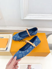 LV WOMEN ROMY FLAT BALLERINA IN NAVY BLUE MONOGRAM DENIM
