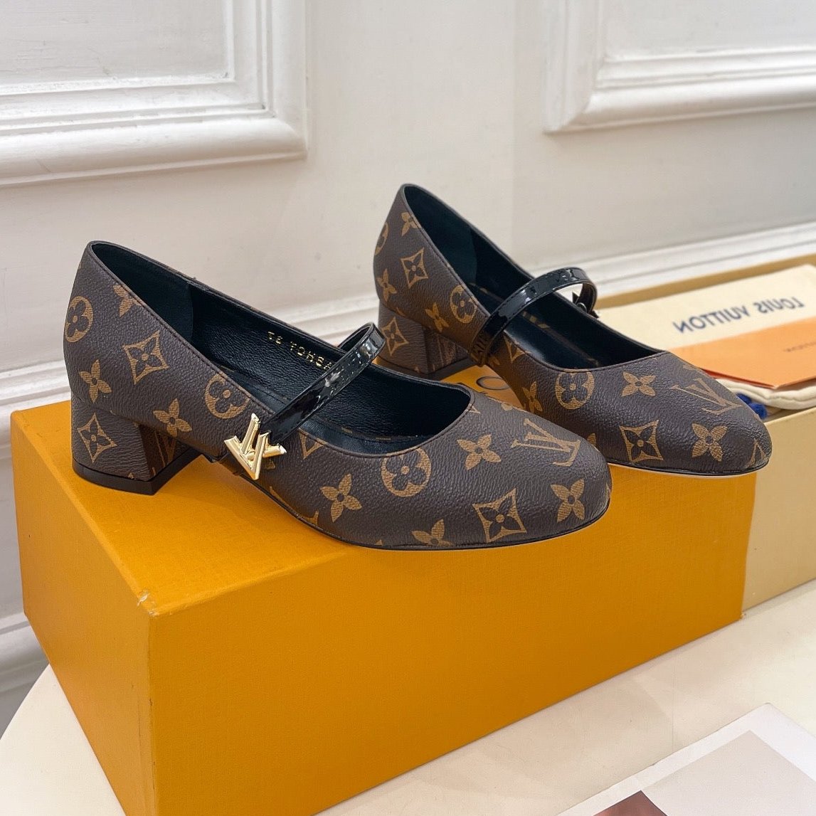 LV WOMEN ROMY HIGH BALLERINA IN CHOCOLATE BROWN MONOGRAM LAMBSKIN