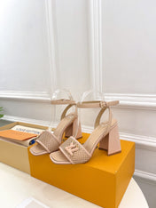 LV WOMEN HIGH SANDAL IN BEIGE CREAM CALFSKIN