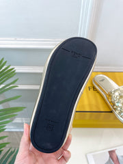 FENDI THICK SOLE 3 CM SEQUIN SLIPPER GOLDEN