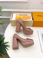 SHAKE MARY JANE HIGH HEEL 12 CM IN CREPE PINK CALFSKIN