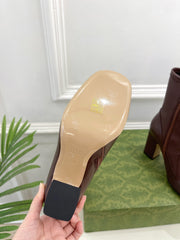 HORSEBIT ANKLE BOOTS 9.5CM IN WALNUT BROWN SHEEPSKIN