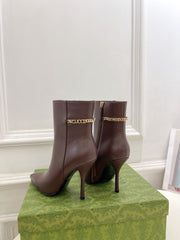 SIGNORIA SHORT BOOTS 10.5CM IN WALNUT BROWN CALFSKIN