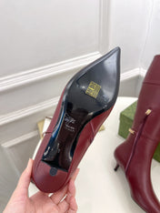 SIGNORIA KNEE BOOTS 4.5CM IN BURGUNDY RED CALFSKIN