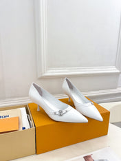 6AM HIGH PUMP 5 CM IN WHITE CALFSKIN