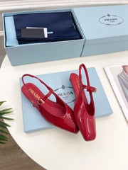 MARY JANE SLINGBACK SQUARE TOE IN CRIMSON RED PATENT SHEEPSKIN