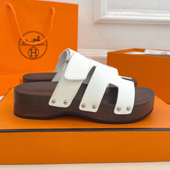 KOS CLOG IN WHITE CALFSKIN
