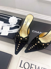 HIGH 65 MM MULE IN BLACK SUEDE