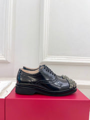 VIV' RANGERS LACE-UPS IN BLACK CALFSKIN