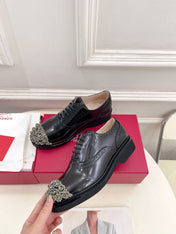 VIV' RANGERS LACE-UPS IN BLACK CALFSKIN