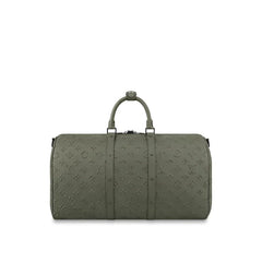KEEPALL 50 BANDOULIERE KHAKI EMPREINTE LEATHER