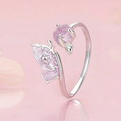 Purple Magenta Enamel Butterfly Opening Ring