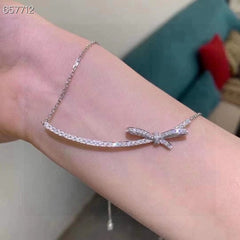 RUBAN BOW IN 18K WHITE GOLD PLATING DIAMOND NECKLACE