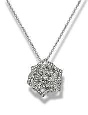 ROSE PEDANT SILVER DIAMOND NECKALCE