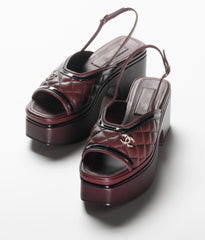 SANDALS BURGUNDY BLACK LAMBSKIN
