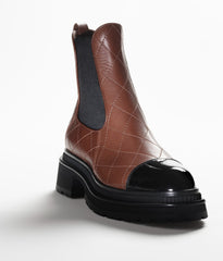 SHORT BOOTS BROWN BLACK CALFSKIN