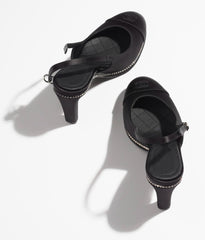 SLINGBACKS BLACK SATIN STRASS