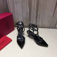 HIGH HEEL SANDAL FULL BLACK LAMBSKIN WITH STUDS