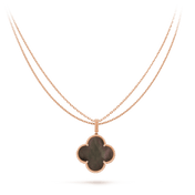 CLOVER GOLD DARK MOP BIG CLOVER NECKLACE