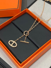 CHAINE SMALL FULL DIAMOND PIG NOSE PINK GOLD NECKLACE