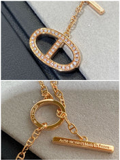 CHAINE SMALL FULL DIAMOND PIG NOSE PINK GOLD NECKLACE