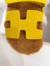Chypre Sandal Gold shearling insole Yellow Velvet leather lining