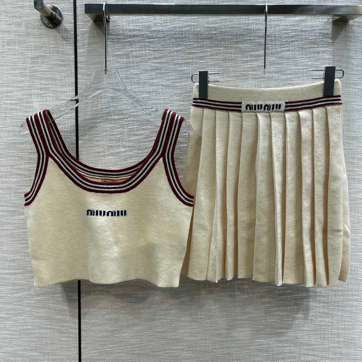 Miu Beige Tank Top and Skirt