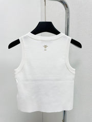 CD Star Embroidered Cropped Tank Top