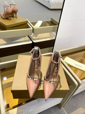 BURBERRY 26S HIGH HEELS 105 MM IN DARK NUDE BEIGE CALFSKIN