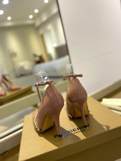 BURBERRY 26S HIGH HEELS 105 MM IN DARK NUDE BEIGE CALFSKIN