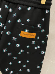 LV CASUAL SHORTS BLACK MIX WHITE COTTON STRETCH FABRIC 239612